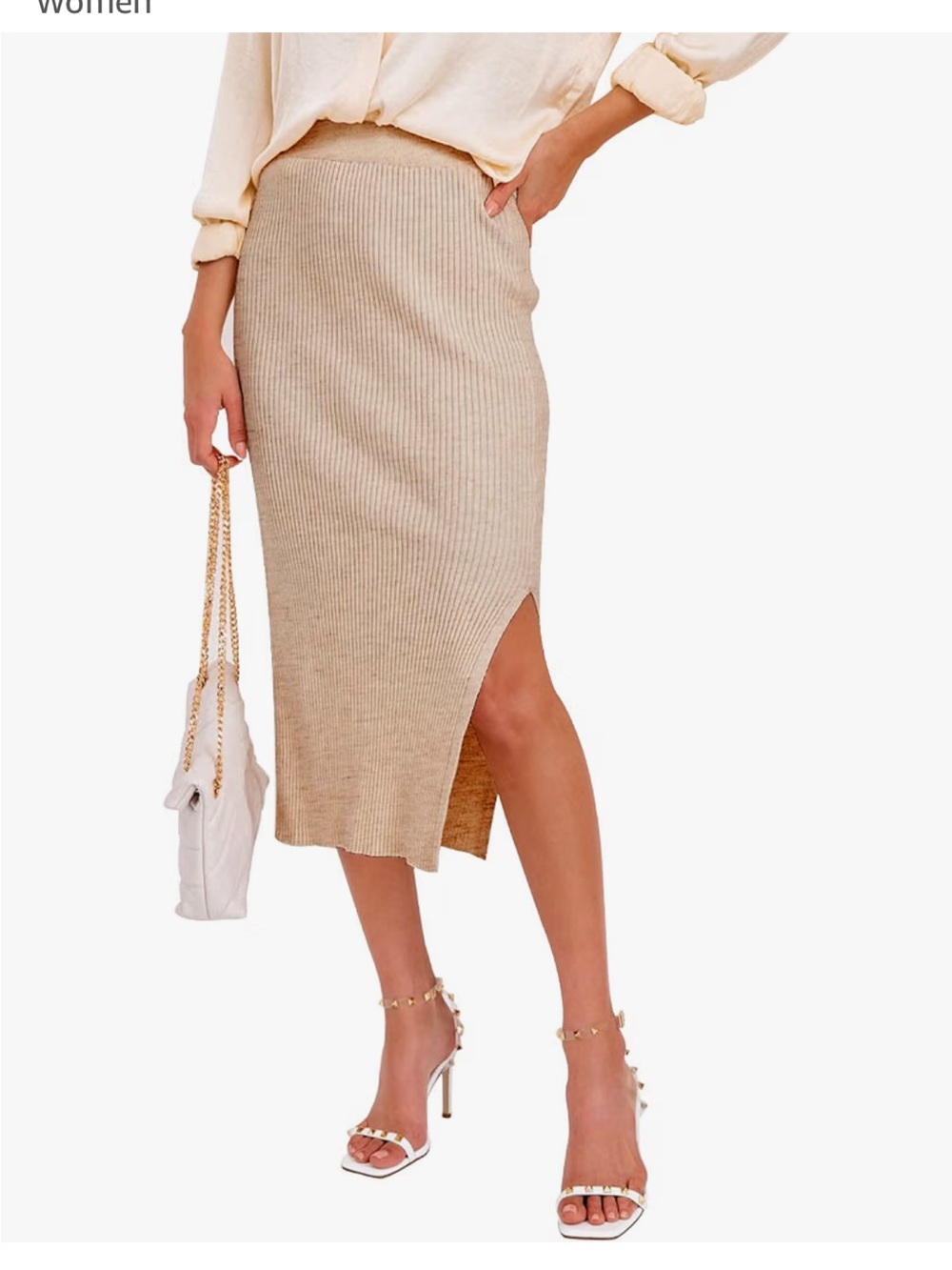 Beige Ribbed Skirt